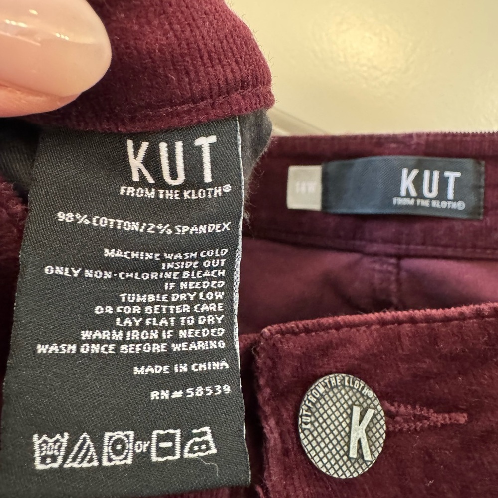 Kut from the Kloth Maroon Corduroy Skinny Jeans - Picture 7 of 9